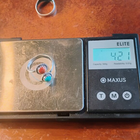 Southwest Sterling Silver Adjustable Bypass Ring Orange Spiny Oyster Turquoise - Picture 5 of 5